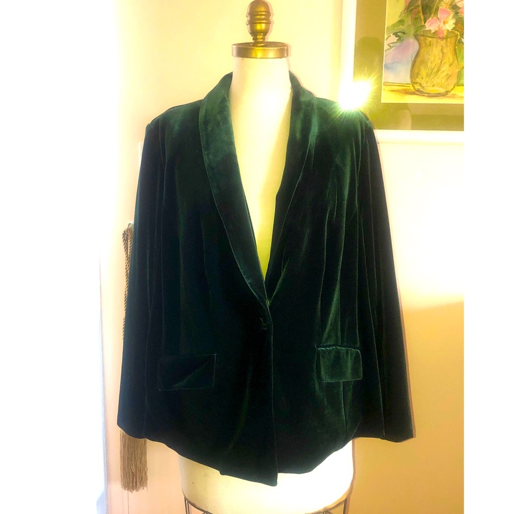 STRETCH VELVET BLAZER, sz. 1X; INC INTERNATIONAL CONCEPTS